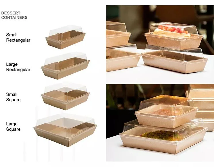 Takeaway Fast Food Packaging Containers Salad Box Restaurant Recycled Disposable Brown Kraft Paper Lunch Boxes with Lid