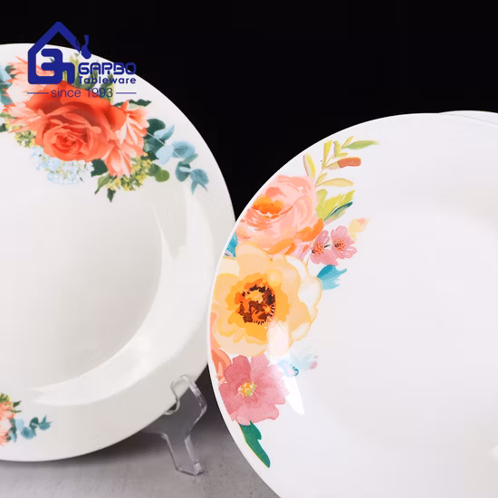 Pratos de cerâmica de alta qualidade com desenhos de decalques de flores Conjuntos de jantar em porcelana para casa