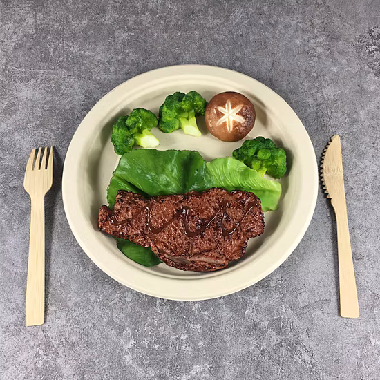 Prato redondo biodegradável 100% personalizado de alta qualidade para louça descartável